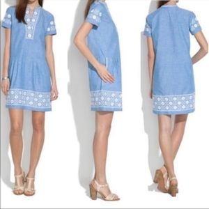 Madewell Embroidered Chambray Dress Size S